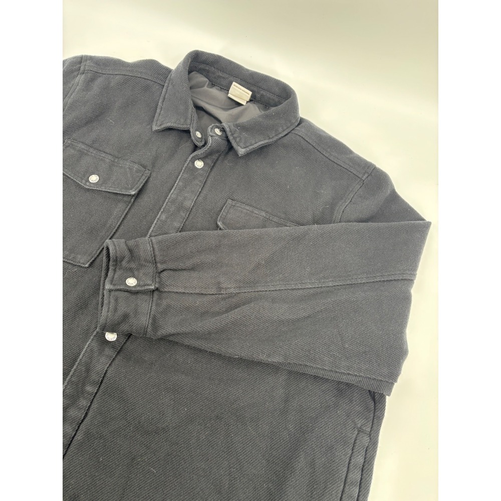 The North Face Mens XXL Black Snap Front Twill Shirt Jacket Lined Shacket